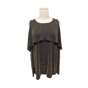 MICHAEL MICHAEL KORS Large Top Metallic Cold Shoulder Overlay Slinky‎ Stretch